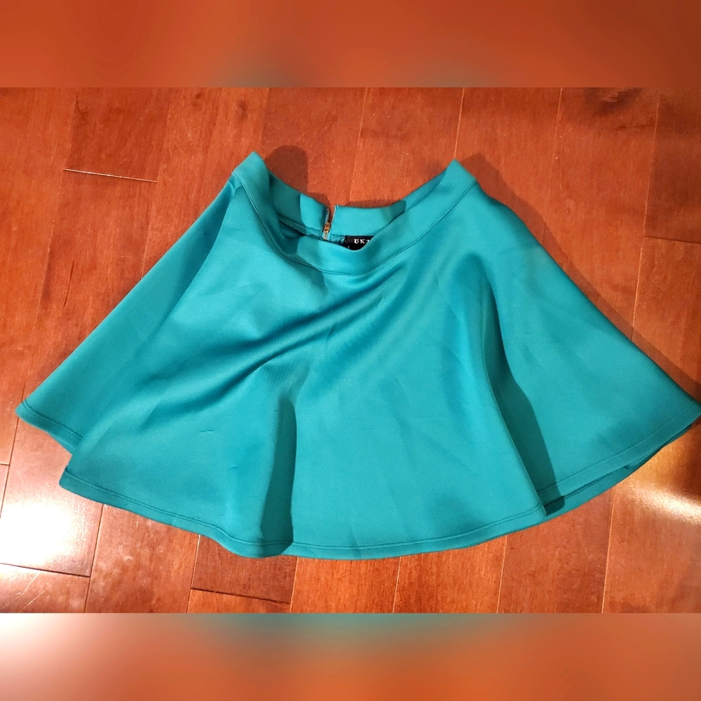 UK2LA Mermaid Green/Turquoise Flowy Mini Circle/Skater Skirt